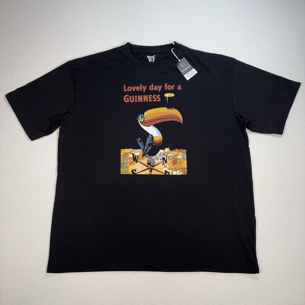 NWT Guinness Graphic T-Shirt Men's XL Black Toucan Lovely Day Official S1317 NEW